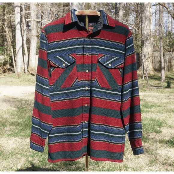 Vintage 90s Backpacker Red Southwestern Button Up - Picture 3 of 6